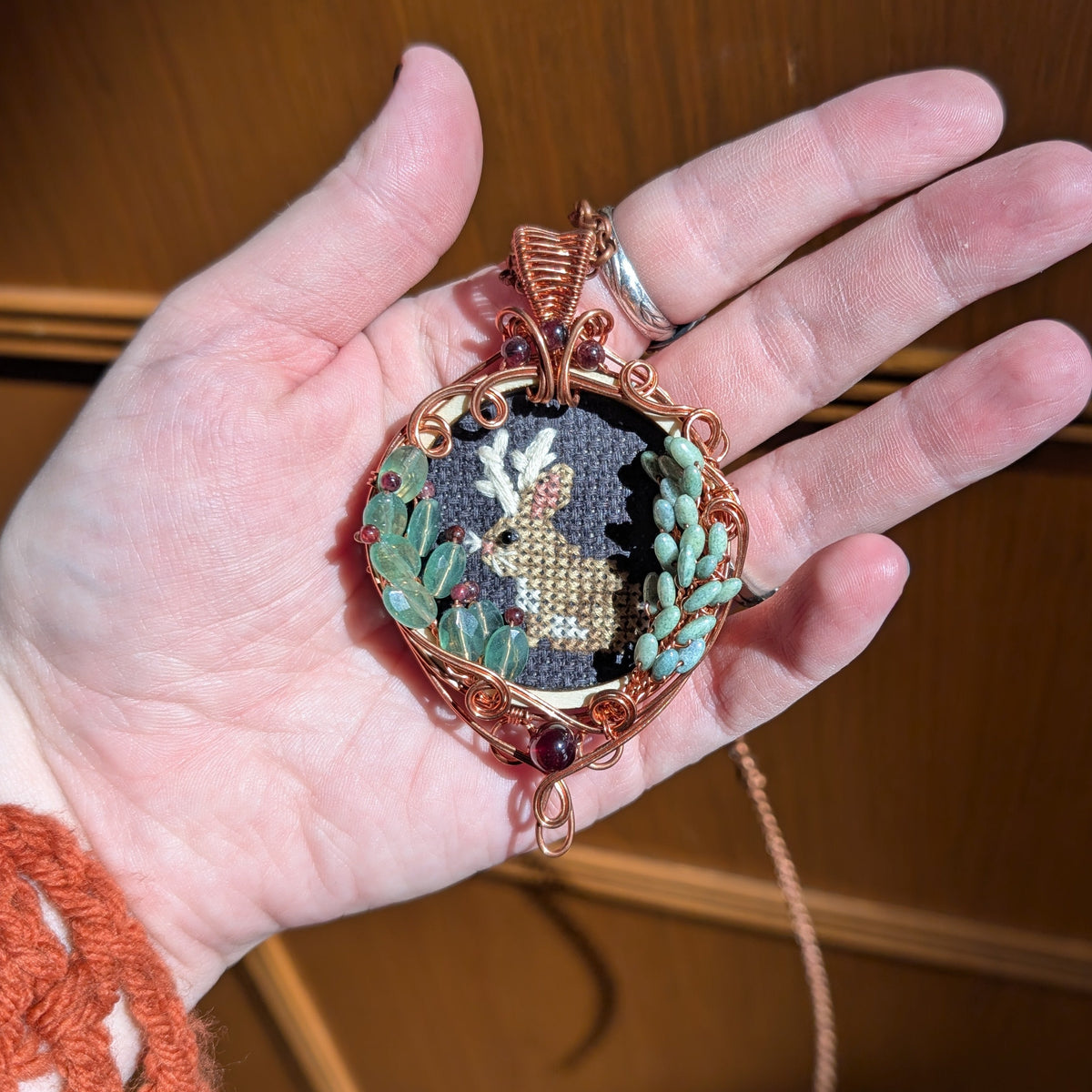 Wire Wrapped Jackalope Necklace
