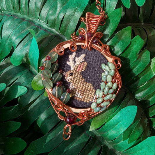 Wire Wrapped Jackalope Necklace